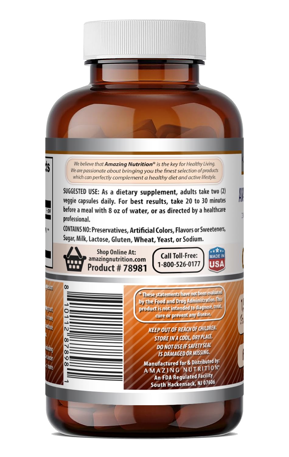 Amazing Nutrition Ceylon Cinnamon Supplement 1200mg ingredients list