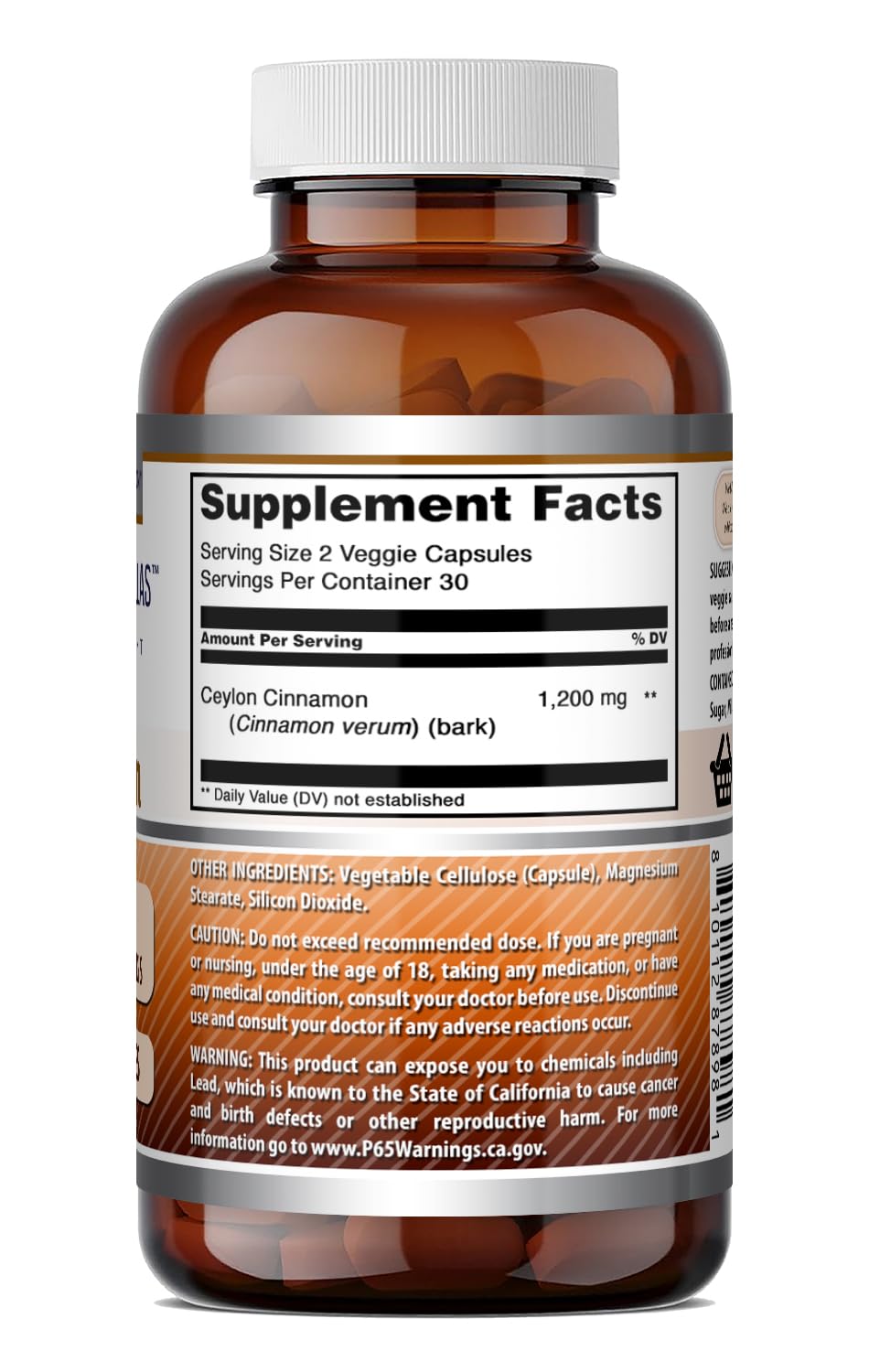 Amazing Nutrition Ceylon Cinnamon Supplement 1200mg lifestyle scene with capsules