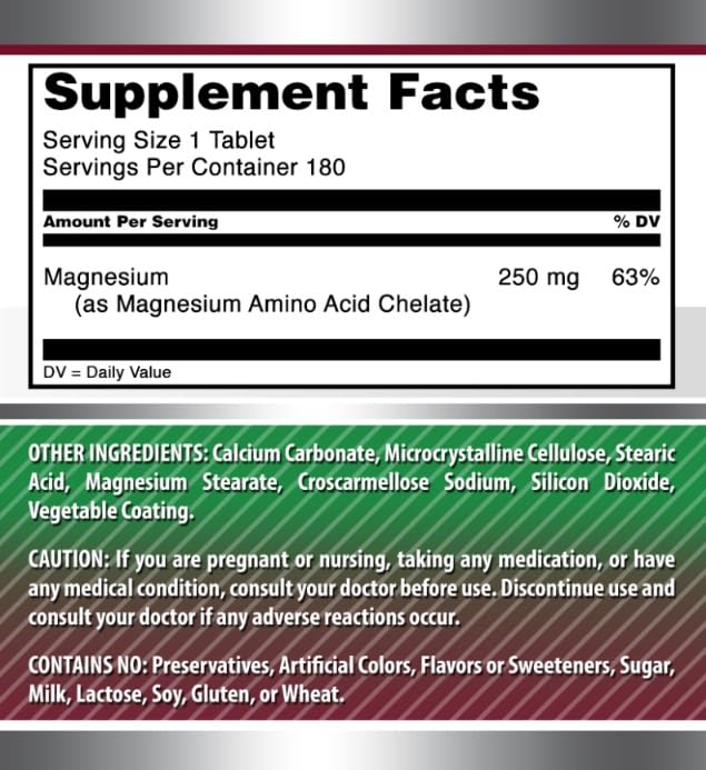 Amazing Nutrition Chelated Magnesium Supplement 250mg tablet close-up