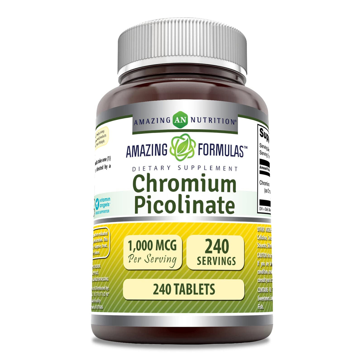 Amazing Nutrition Chromium Picolinate 1000 Mcg supplement front view