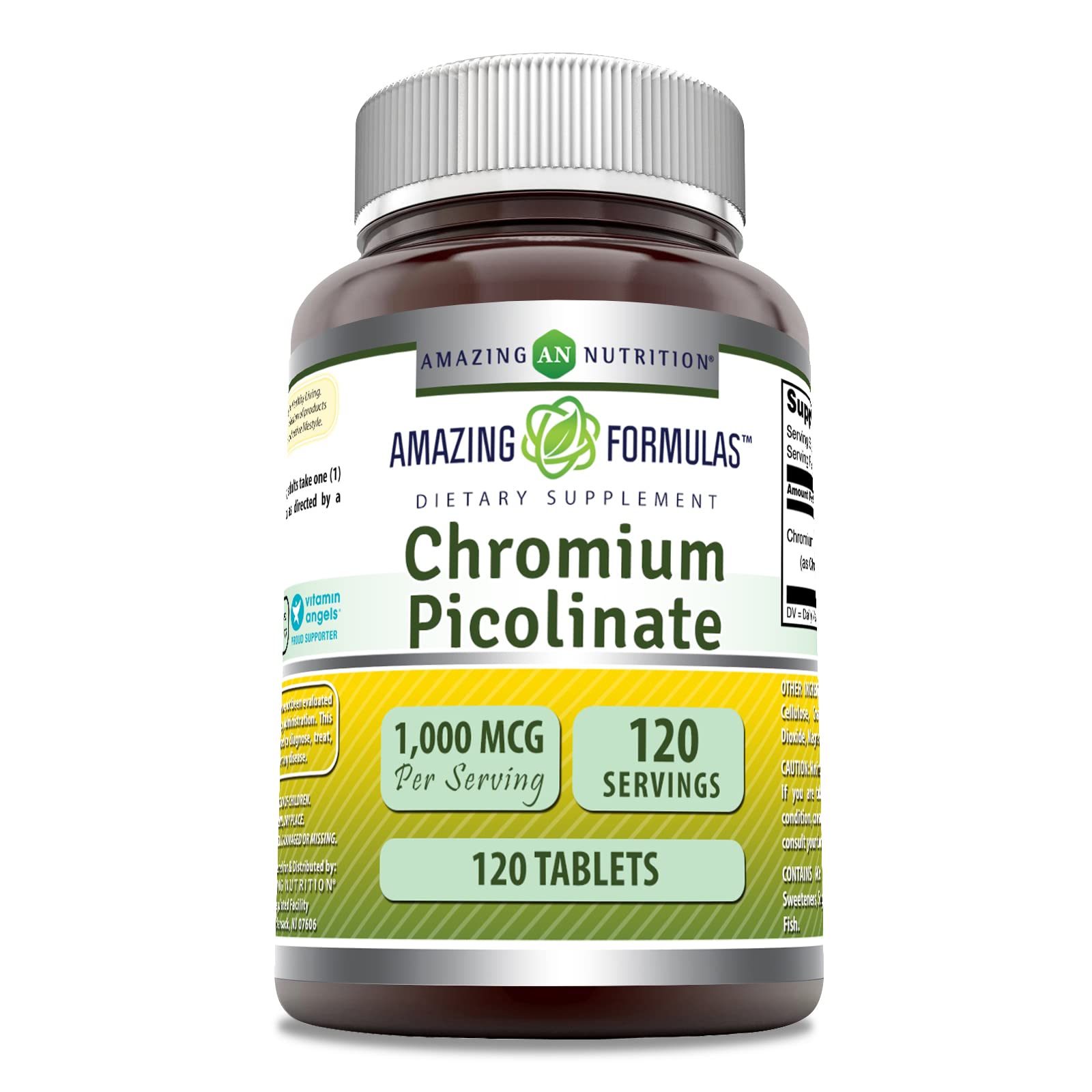 Amazing Nutrition Chromium Picolinate 1000 Mcg supplement front view