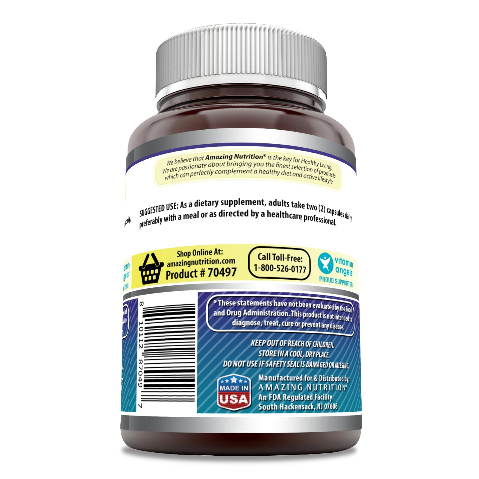 Amazing Nutrition Citicoline 1000 Mg supplement bottle side view