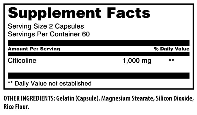 Amazing Nutrition Citicoline 1000 Mg supplement ingredients list