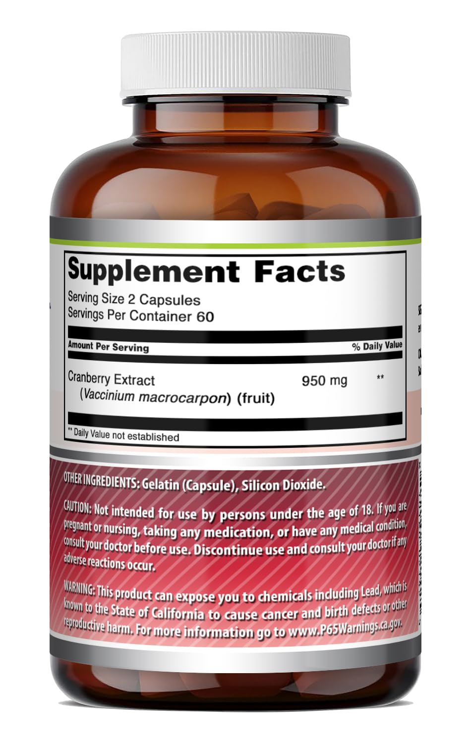 Amazing Nutrition Cranberry Extract Supplement 950mg back view