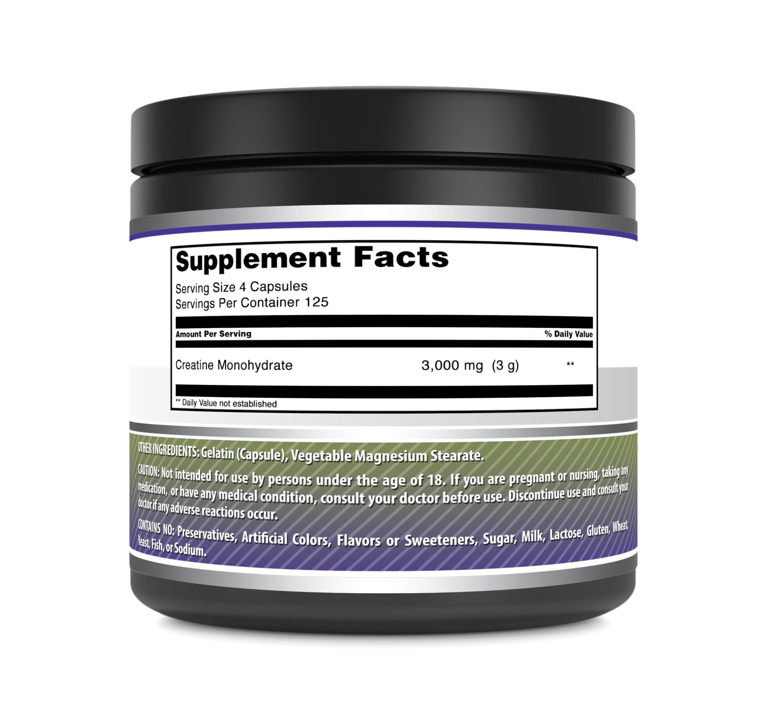 Amazing Nutrition Creatine Monohydrate 3000 mg bottle side view