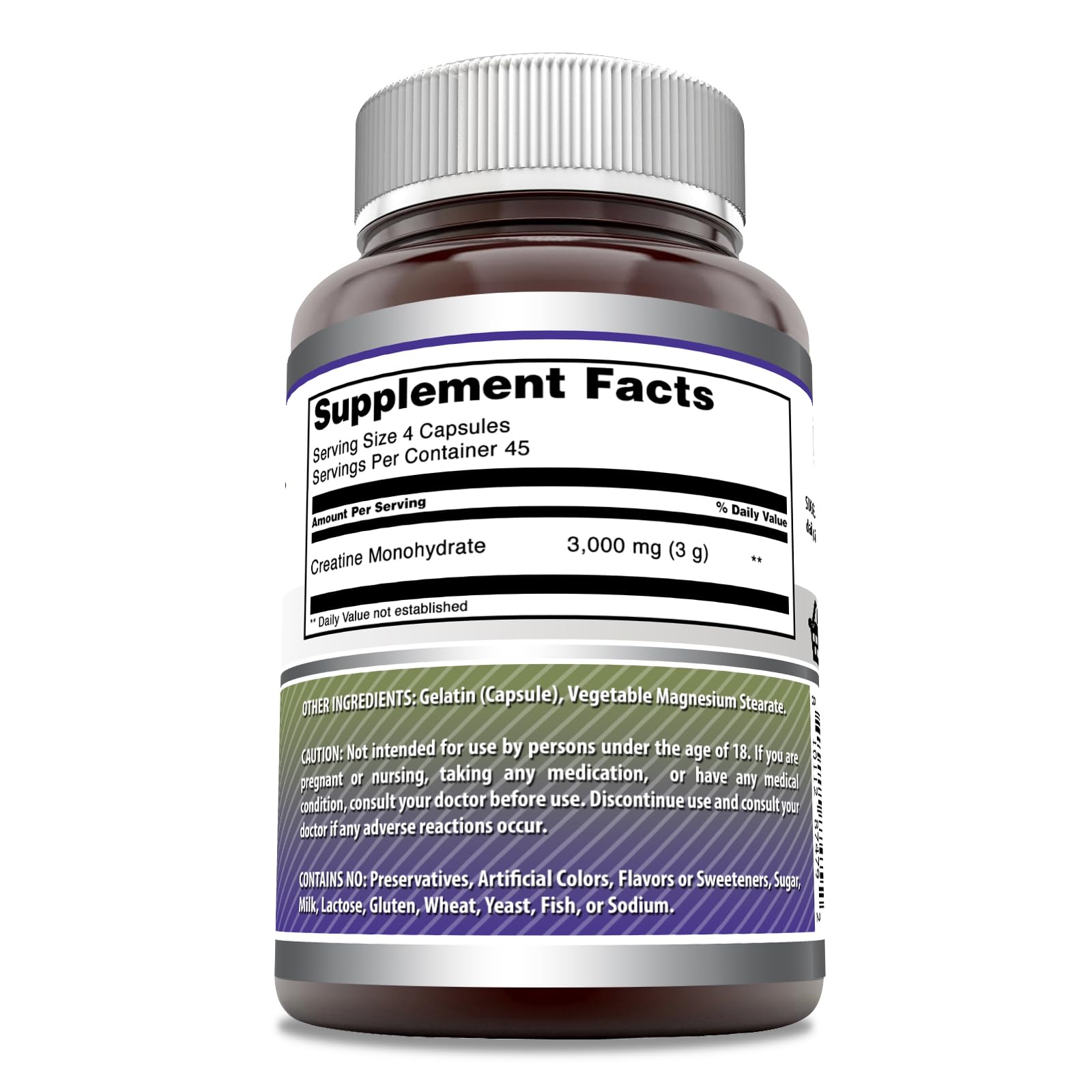 Amazing Nutrition Creatine Monohydrate 3000 mg capsules side view