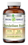 Amazing Nutrition Dandelion Root Supplement 520mg bottle front view