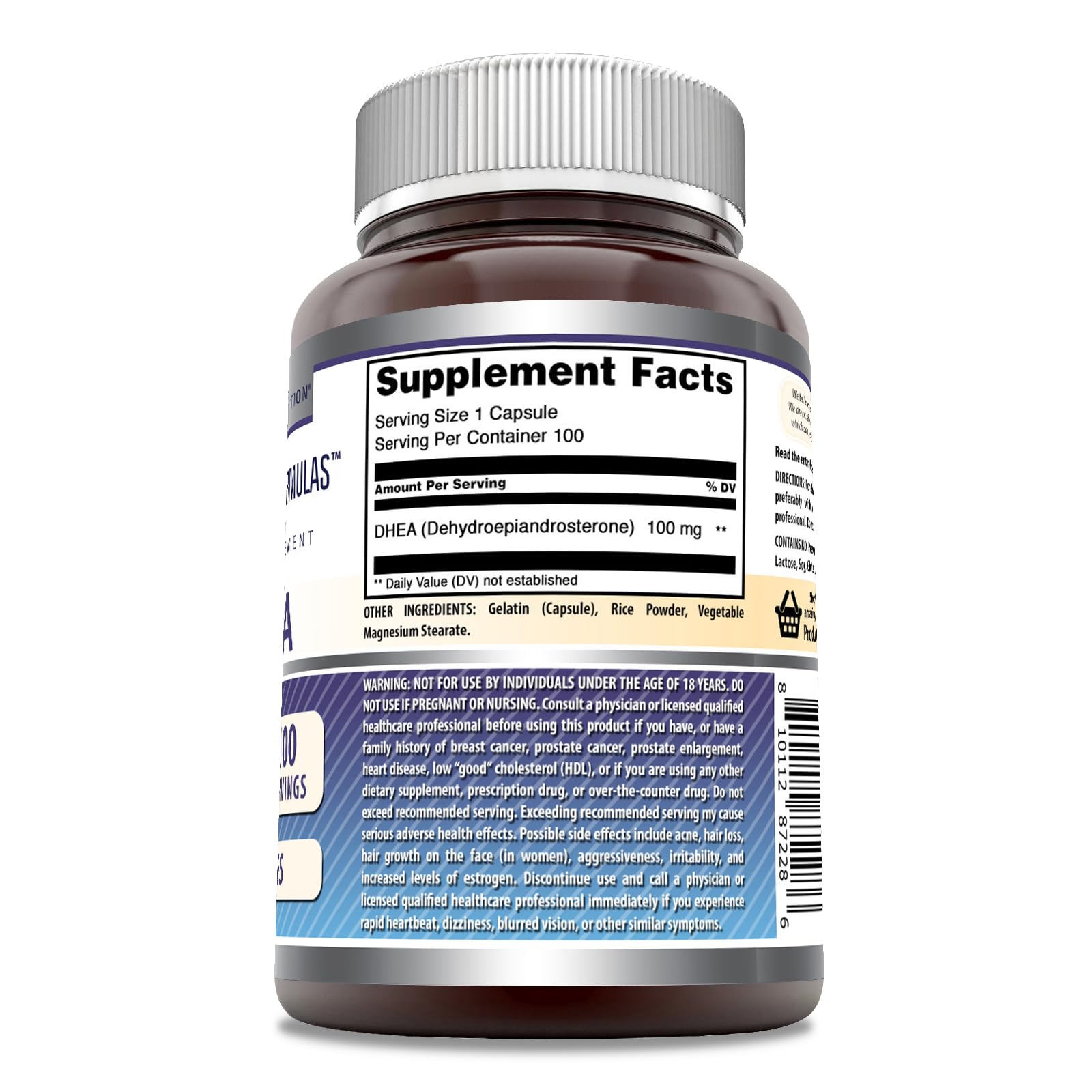 Amazing Nutrition DHEA 100mg Supplement capsule close-up