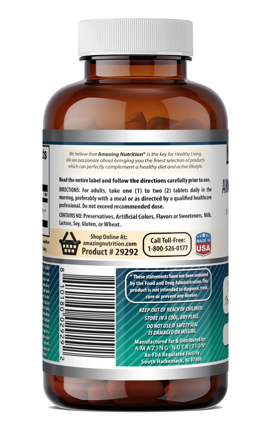Amazing Nutrition DHEA 50 Mg Dietary Supplement tablets close-up