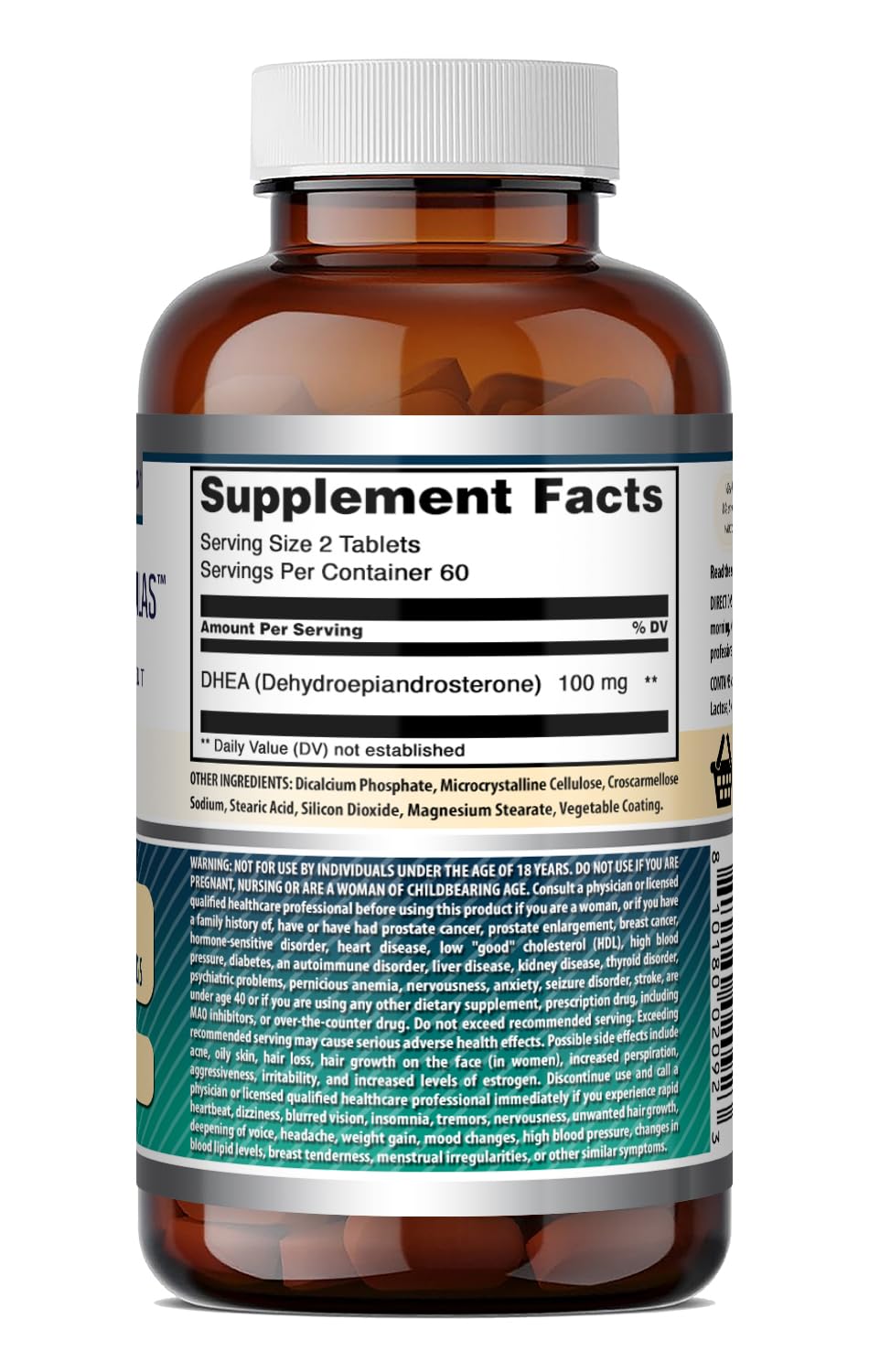 Amazing Nutrition DHEA Supplement 100 Mg side view