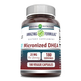 Amazing Nutrition DHEA Supplement 25mg 180 Veggie Capsules front view