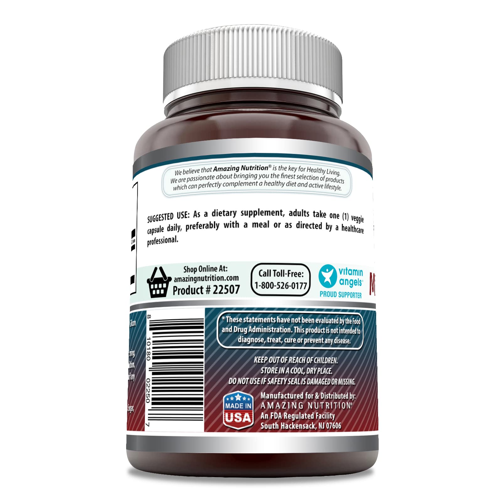 Amazing Nutrition DHEA Supplement bottle side view