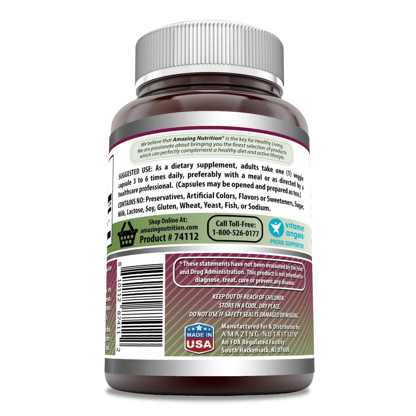 Amazing Nutrition Echinacea 400 Mg Supplement bottle side view