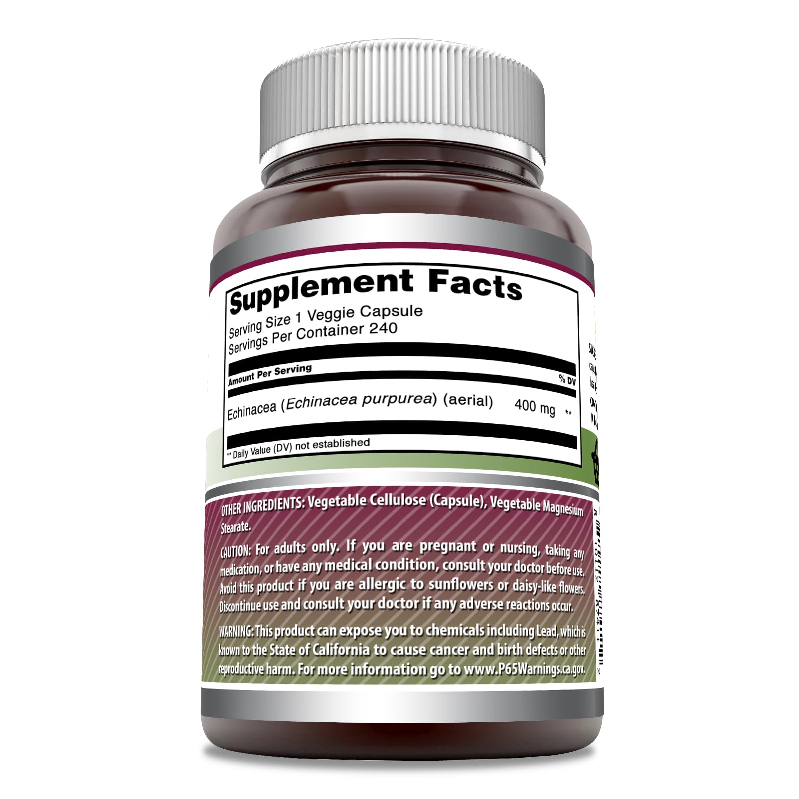 Amazing Nutrition Echinacea 400 Mg Supplement veggie capsule close-up