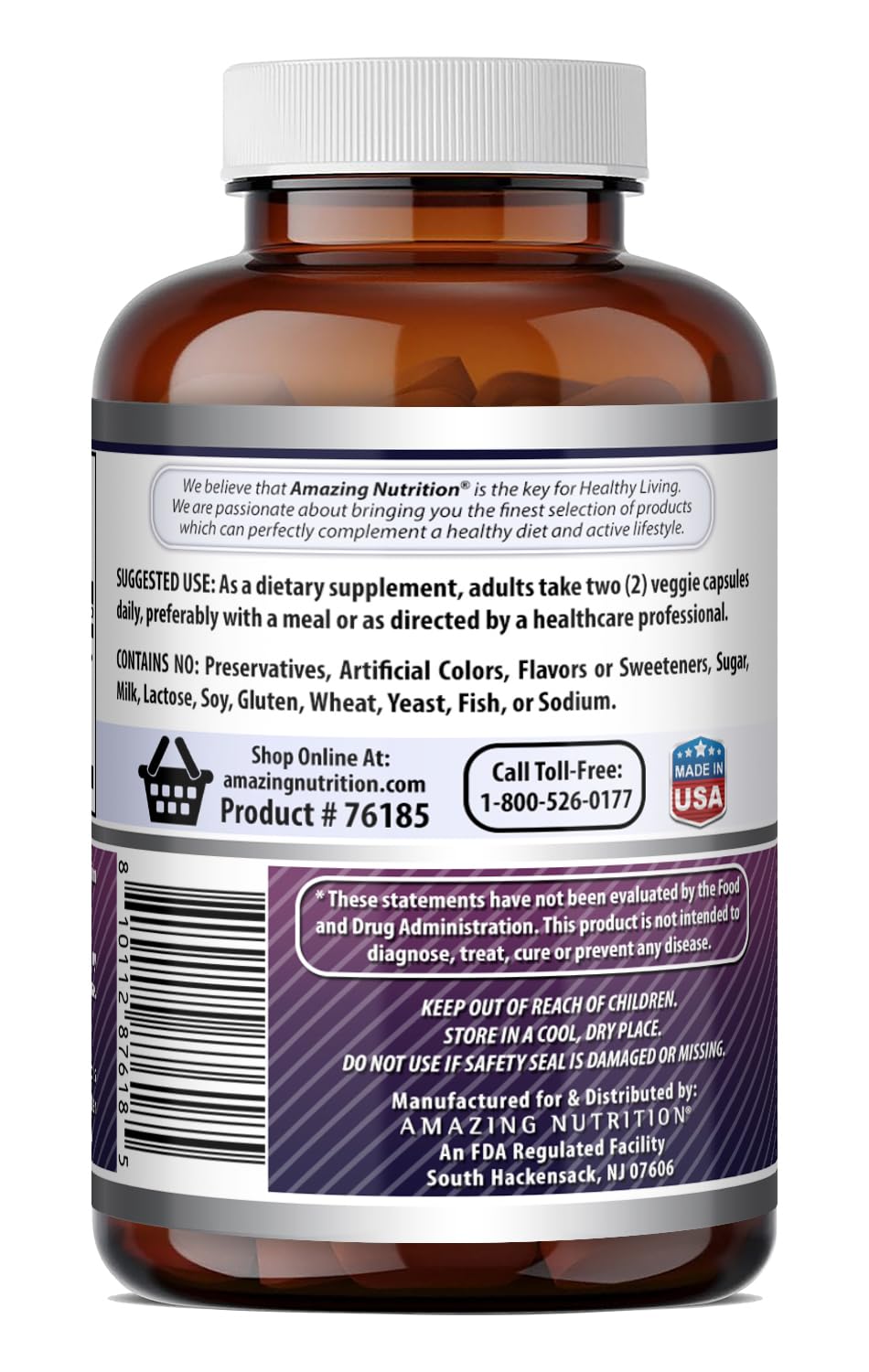 Amazing Nutrition Elderberry Supplement 300 mg back view