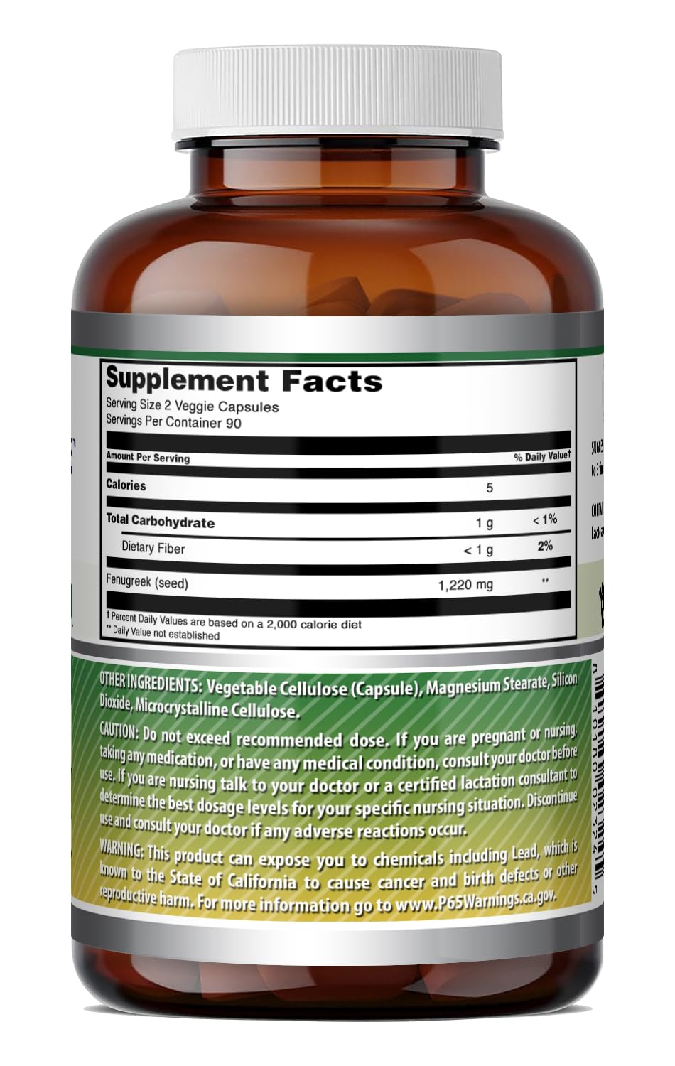 Amazing Nutrition Fenugreek Seed Supplement bottle side view