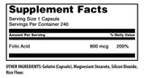 Amazing Nutrition Folic Acid 800 Mcg 240 Caps bottle side view