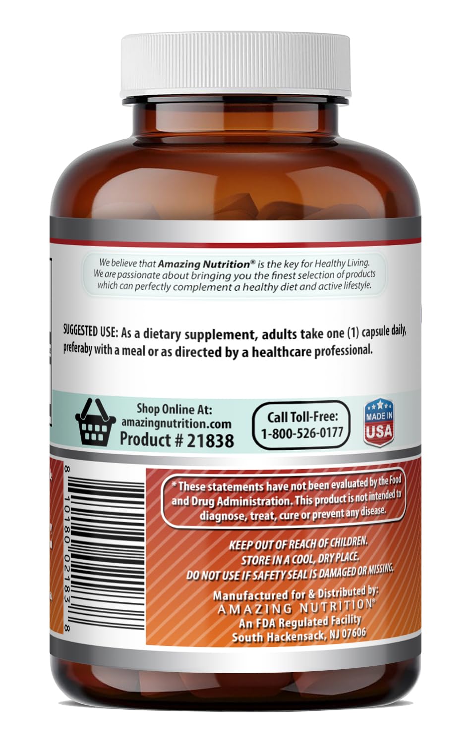 Amazing Nutrition Folic Acid 800 Mcg 240 Caps on a wooden table