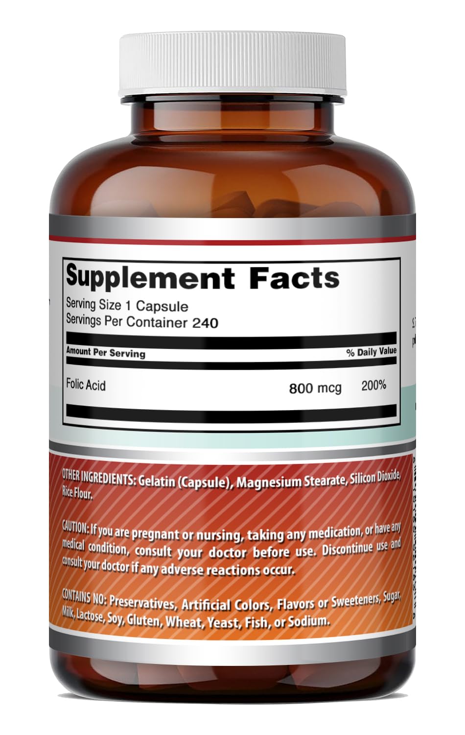 Amazing Nutrition Folic Acid 800 Mcg 240 Caps with measuring spoon