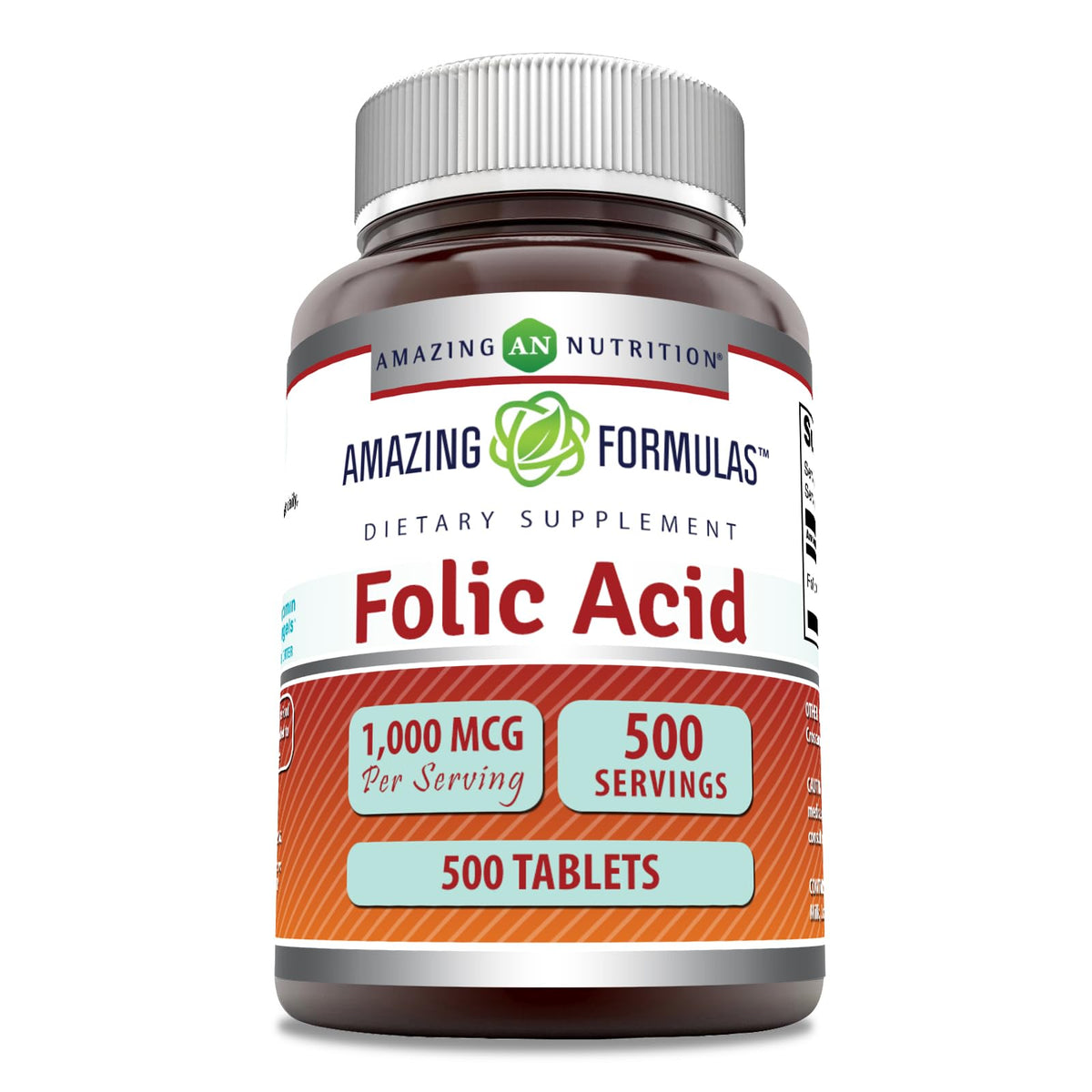 Amazing Nutrition Folic Acid Supplement 1000 mcg front view