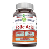 Amazing Nutrition Folic Acid Supplement 1000 mcg front view
