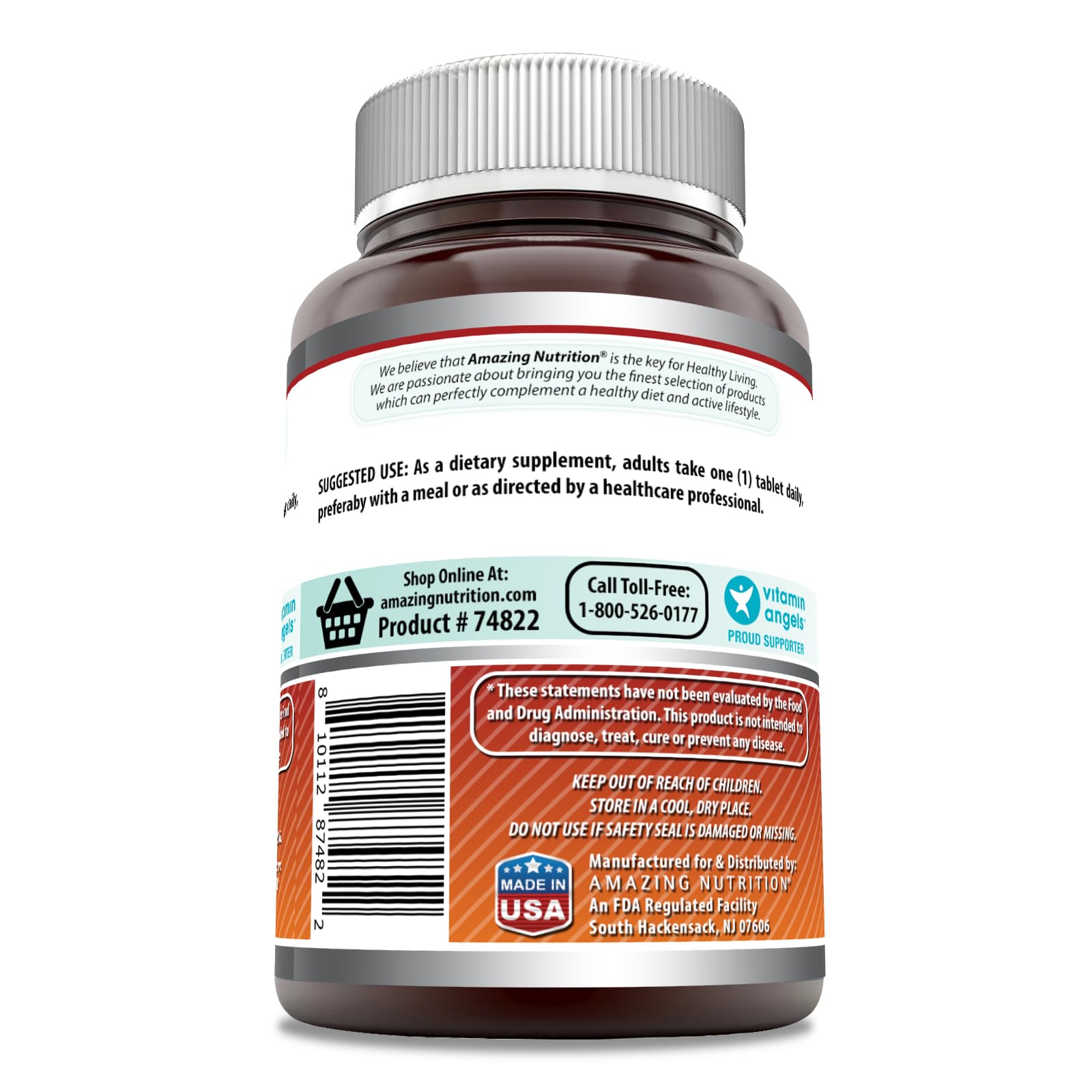Amazing Nutrition Folic Acid Supplement 1000 mcg tablet close-up