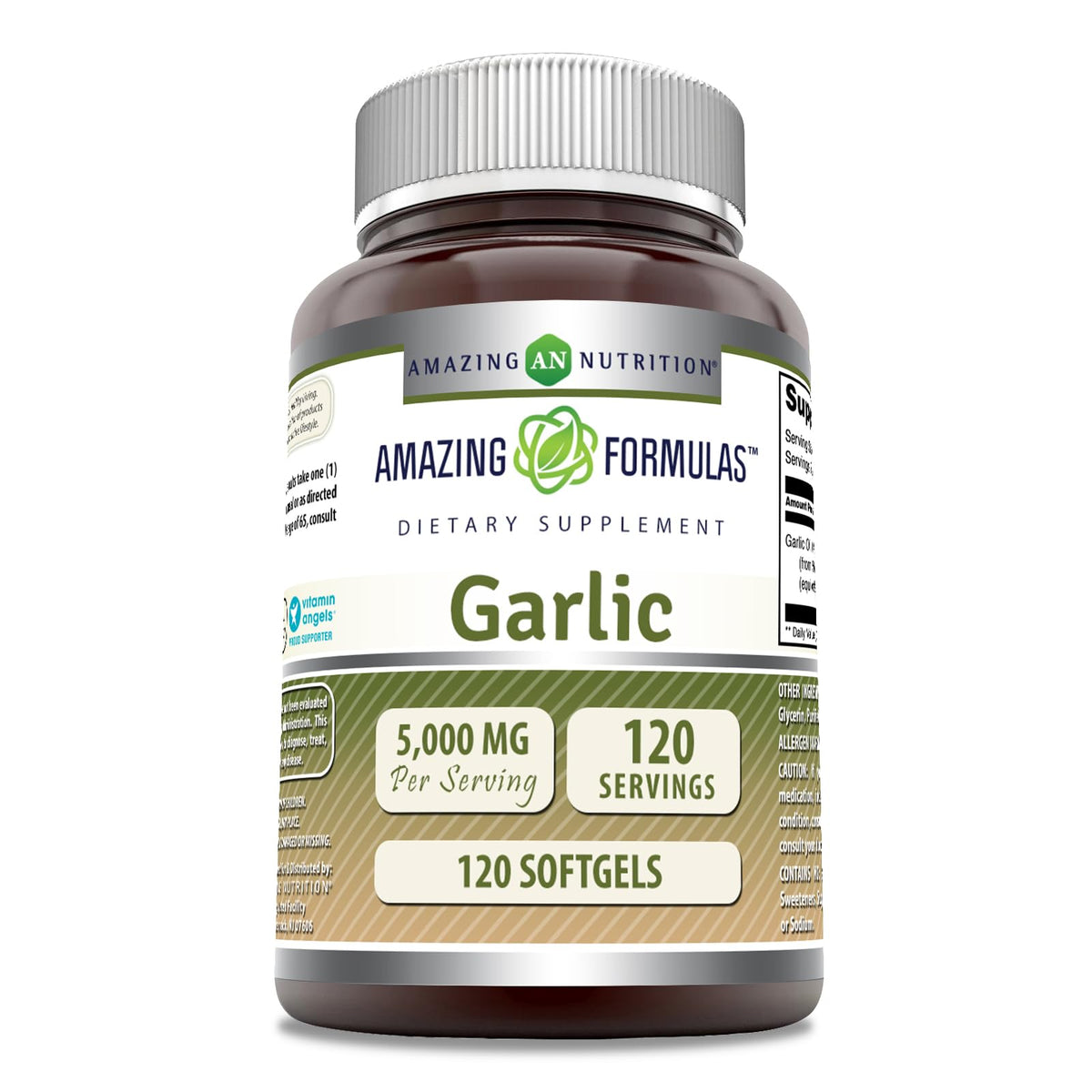 Amazing Nutrition Garlic Oil Supplement 5000mg front view of bottle