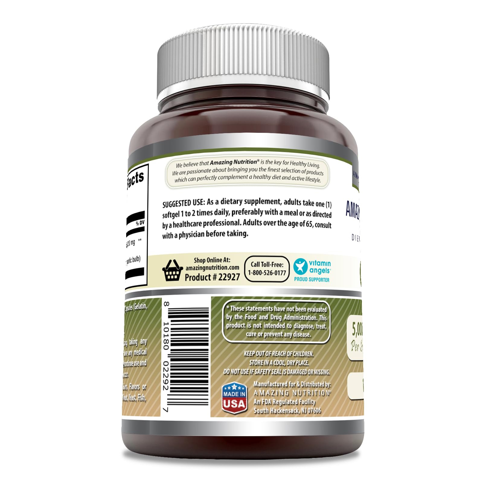 Amazing Nutrition Garlic Oil Supplement 5000mg nutritional information