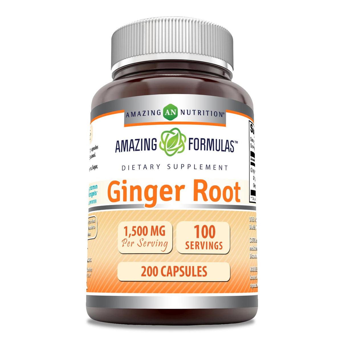 Amazing Nutrition Ginger Root Supplement 1500mg front view