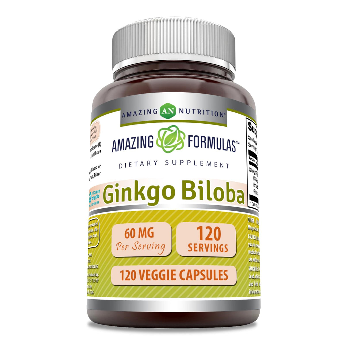 Amazing Nutrition Ginkgo Biloba 60 Mg Supplement bottle front view