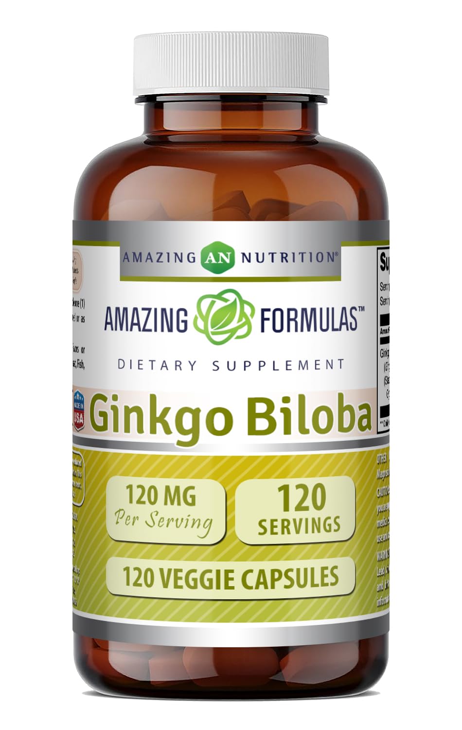 Amazing Nutrition Ginkgo Biloba Supplement bottle front view