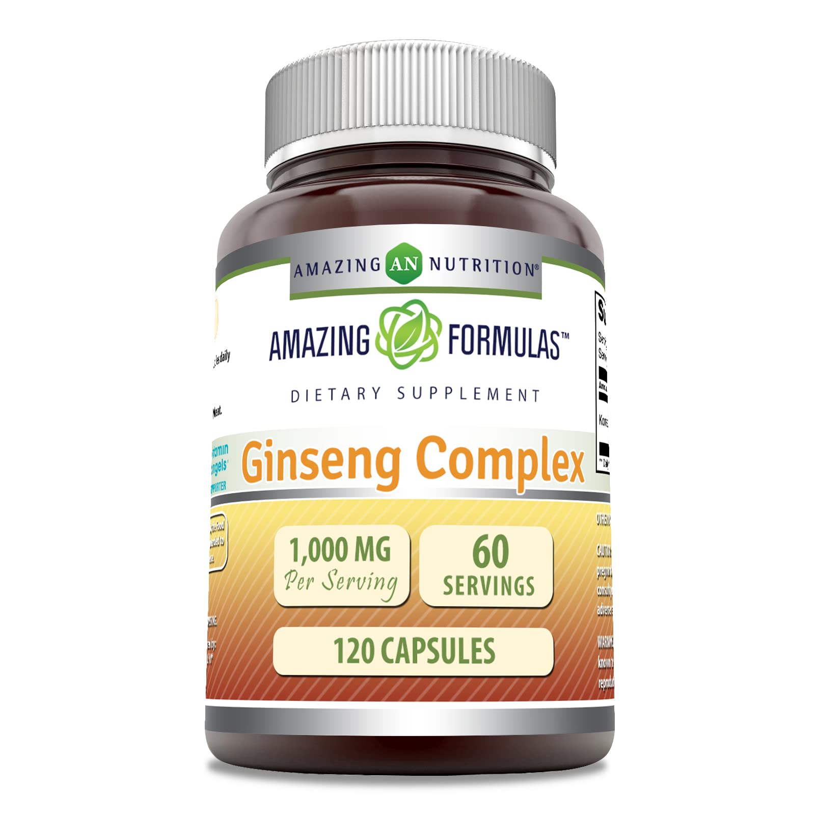 Amazing Nutrition Ginseng Complex 1000 mg capsules front view