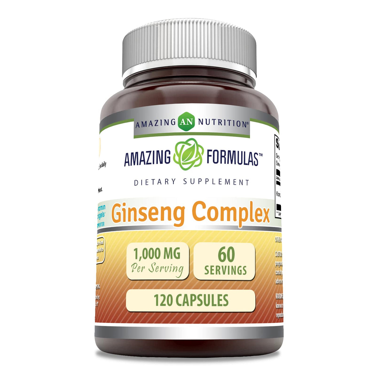 Amazing Nutrition Ginseng Complex 1000 mg capsules front view