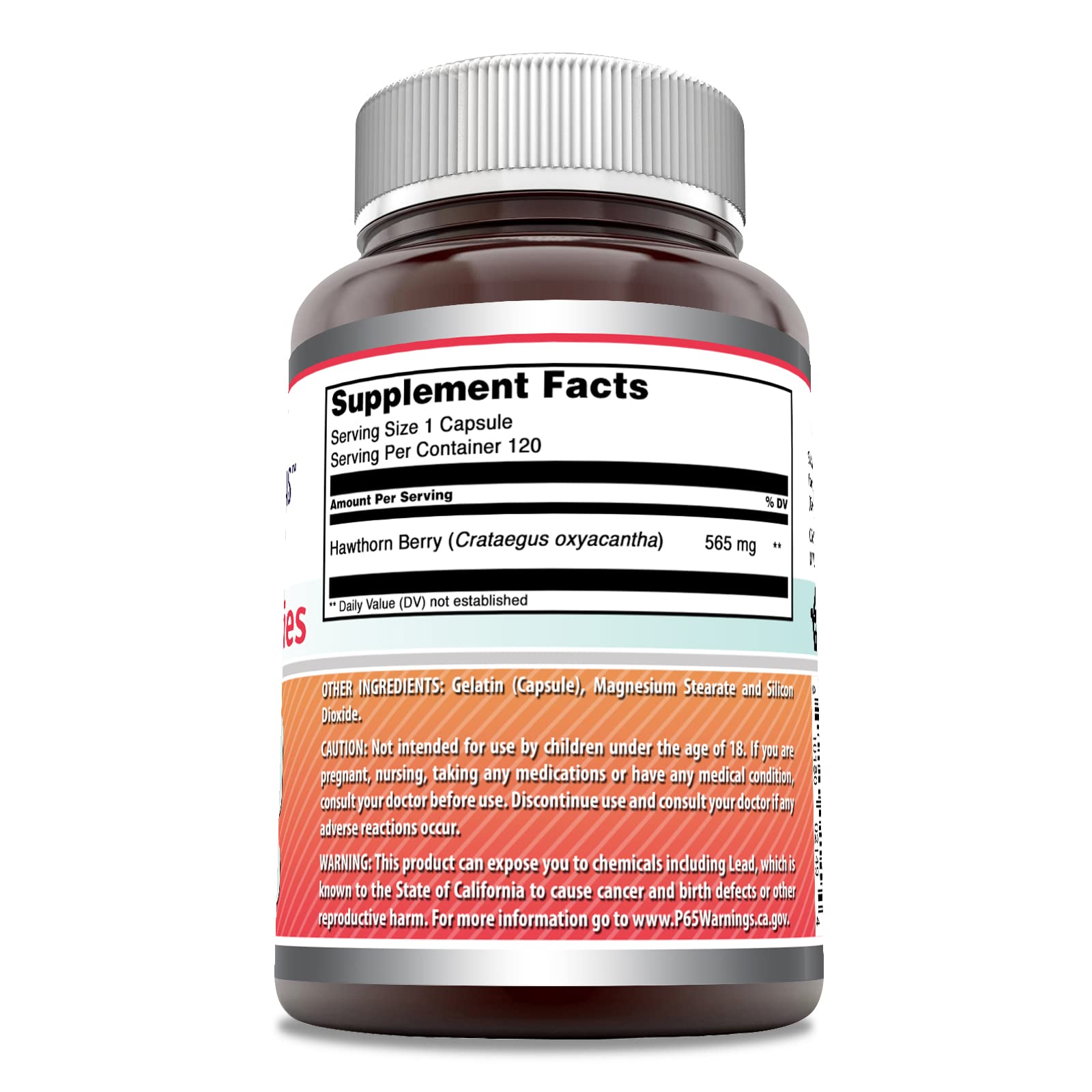 Amazing Nutrition Hawthorn Berries 565mg capsules back view