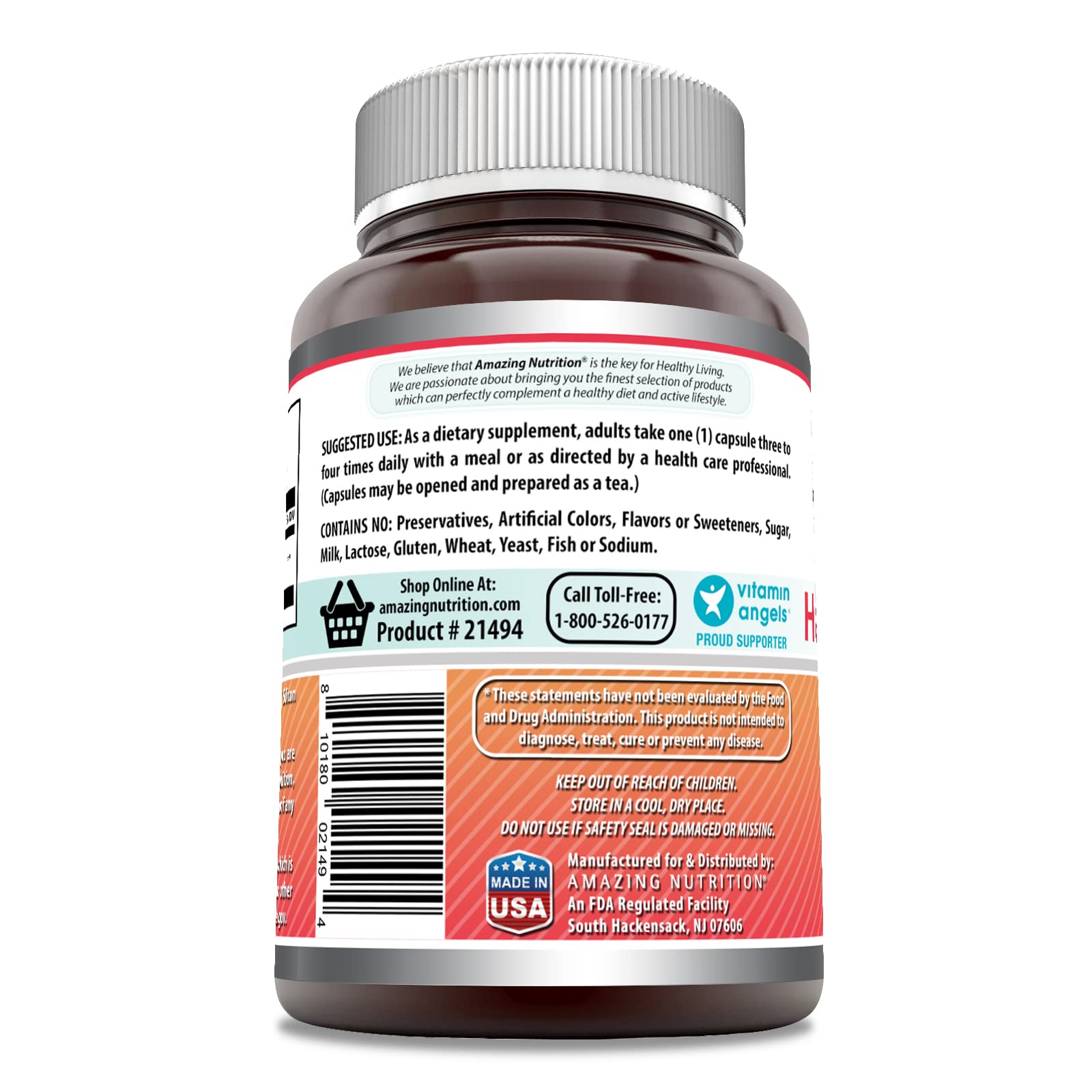 Amazing Nutrition Hawthorn Berries 565mg capsules side view