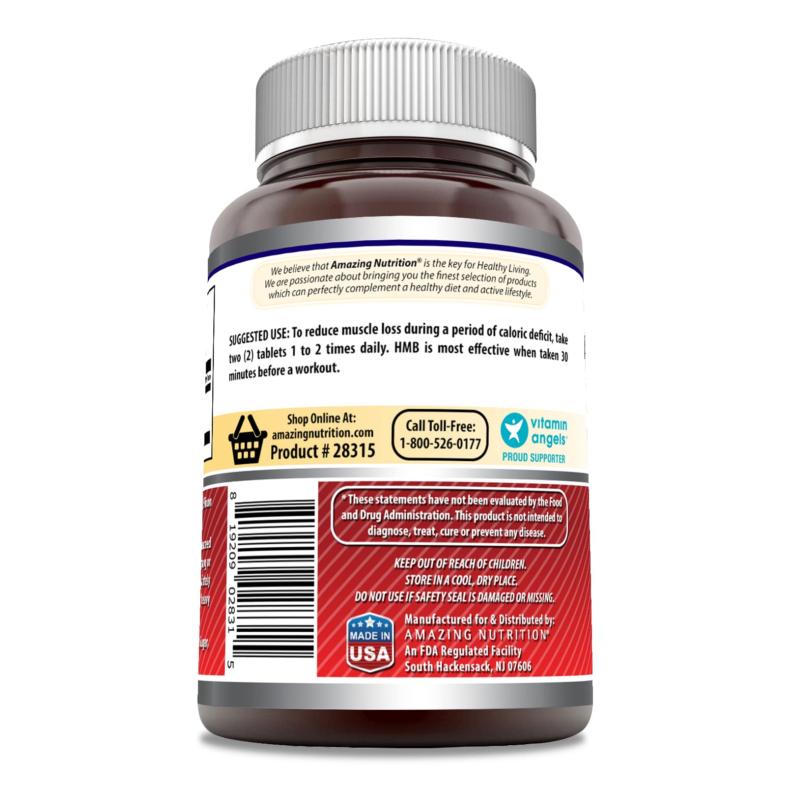 Amazing Nutrition HMB Supplement 2000mg tablets close-up