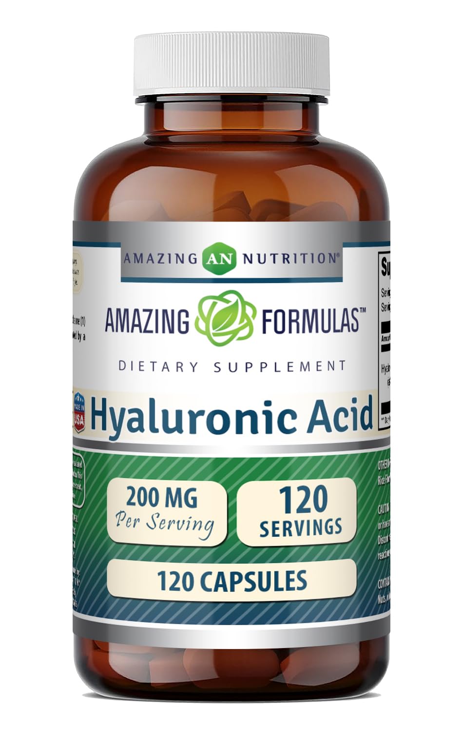 Amazing Nutrition Hyaluronic Acid 200mg Supplement bottle front view