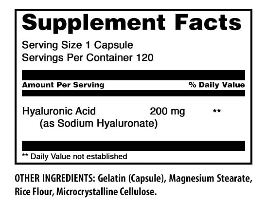Amazing Nutrition Hyaluronic Acid 200mg Supplement bottle side view
