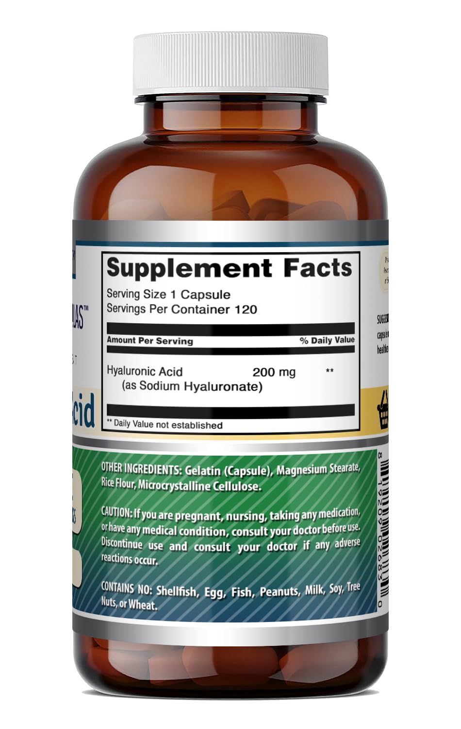 Amazing Nutrition Hyaluronic Acid 200mg Supplement on a wooden table