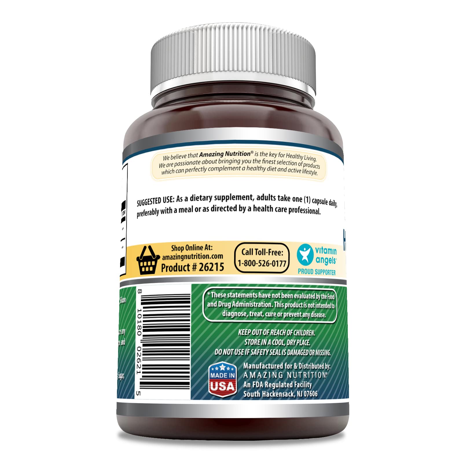 Amazing Nutrition Hyaluronic Acid & MSM 120 Capsules side view