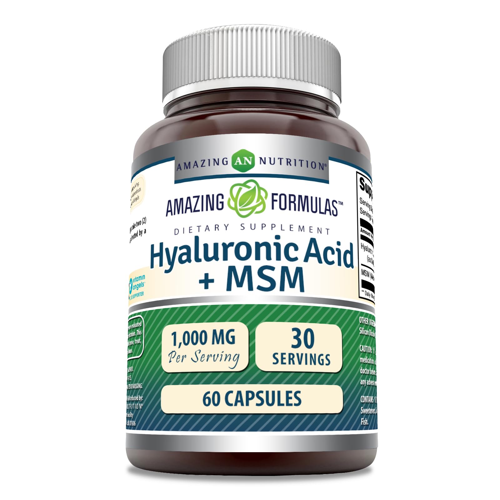 Amazing Nutrition Hyaluronic Acid & MSM Supplement 1000mg front view