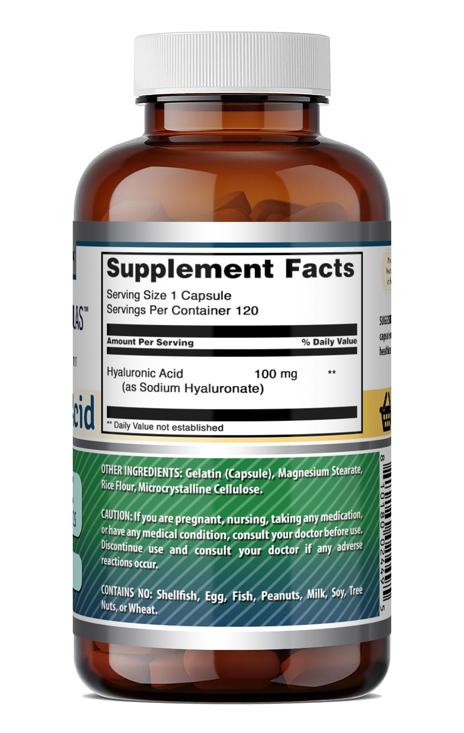 Amazing Nutrition Hyaluronic Acid Supplement displayed with other vitamins