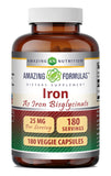 Amazing Nutrition Iron Bisglycinate 25mg 180 veggie capsules front view