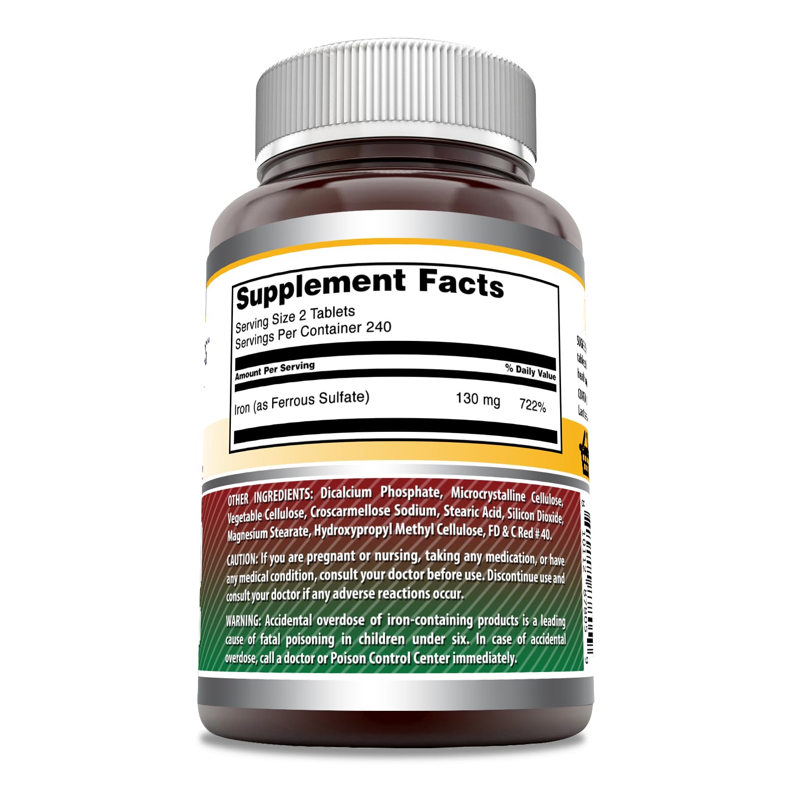 Amazing Nutrition Iron Supplement 340g bottle side view