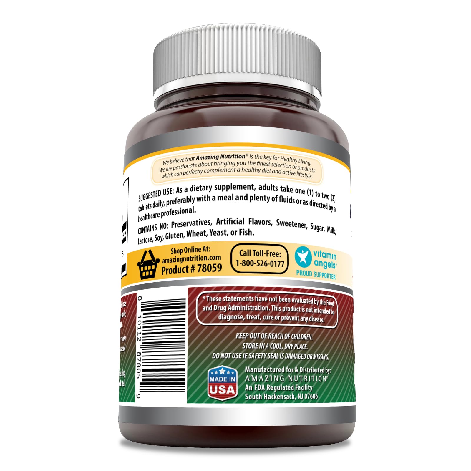 Amazing Nutrition Iron Supplement tablets on a wooden surface