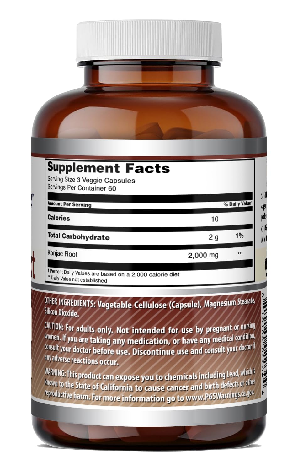 Amazing Nutrition Konjac Root Supplement 2000mg bottle side view