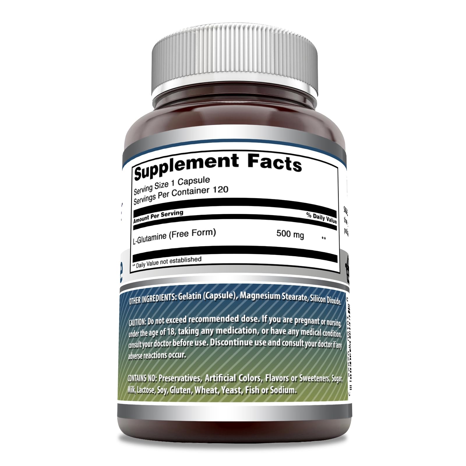Amazing Nutrition L-Glutamine 500mg supplement capsules close-up
