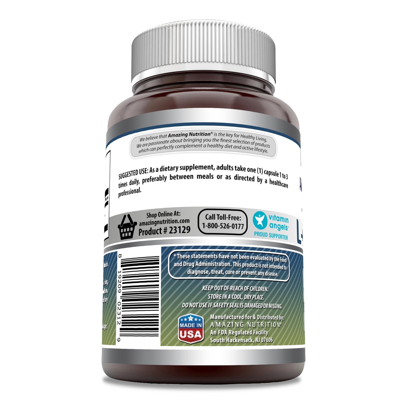 Amazing Nutrition L-Glutamine 500mg supplement capsules close-up