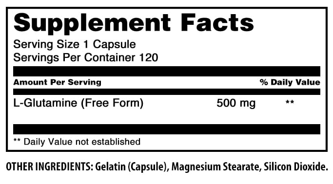 Amazing Nutrition L-Glutamine 500mg supplement ingredients list