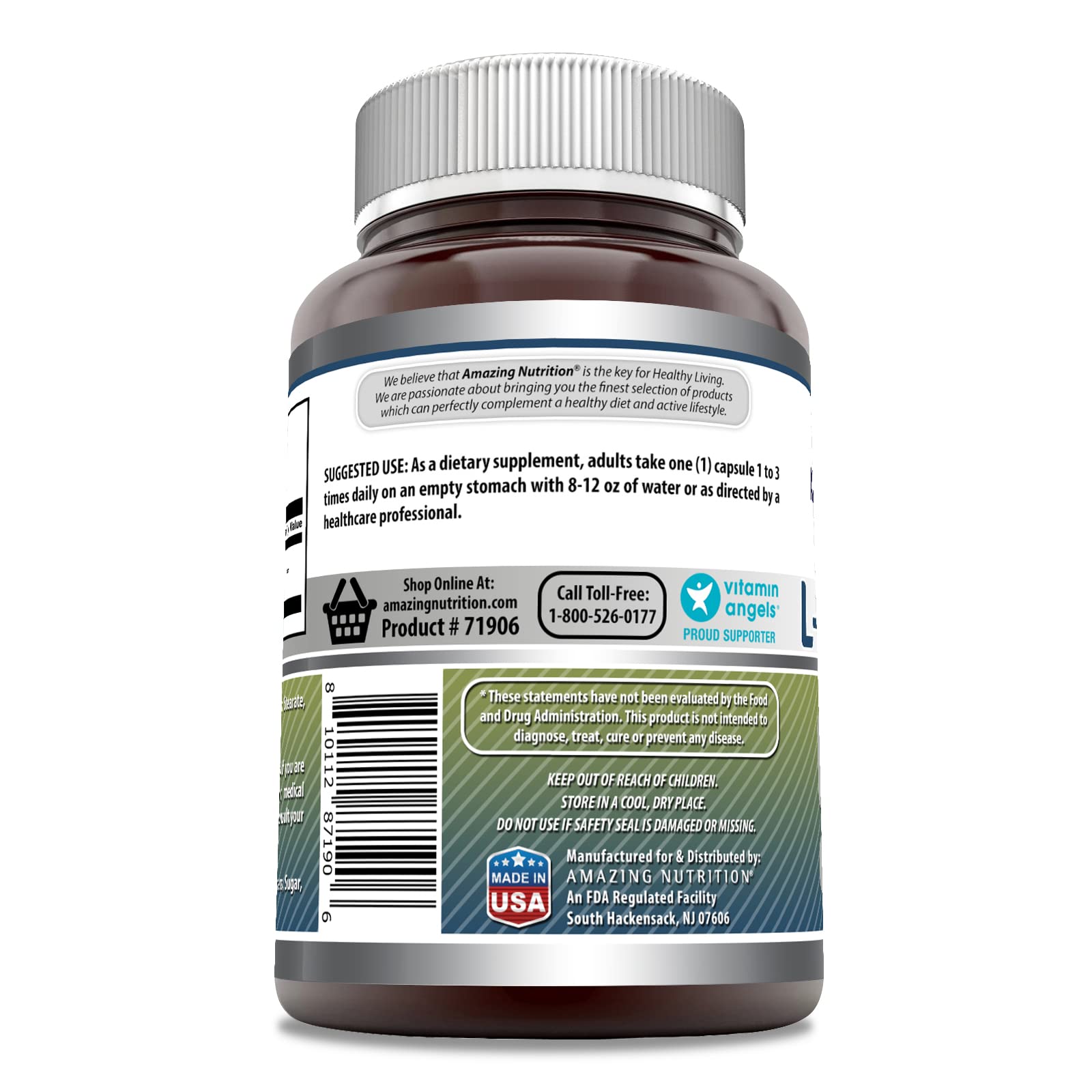 Amazing Nutrition L-Glutamine 800 Mg Supplement capsules close-up